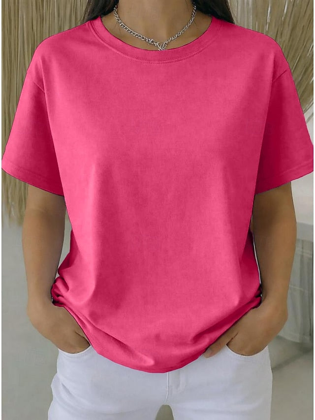 Women's Plus Size T Shirt Tee 100% Cotton Solid Color