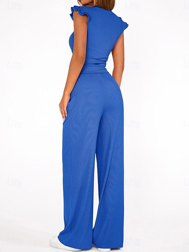 Women's Two Piece Sets Camis Pants Sets Sleeveless Round