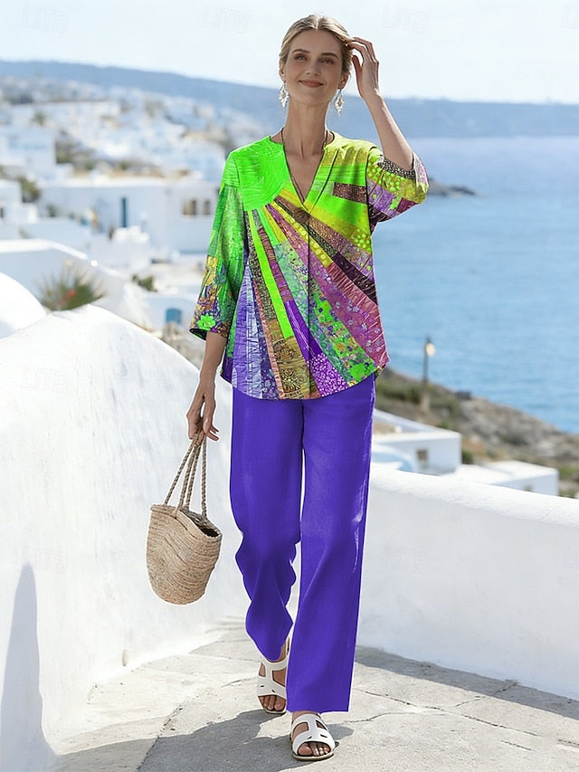 Women's Two Piece Sets Pants Sets Bolero Top 3/4 Length