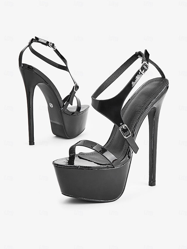 High Women's Platform Heel Black Sandals