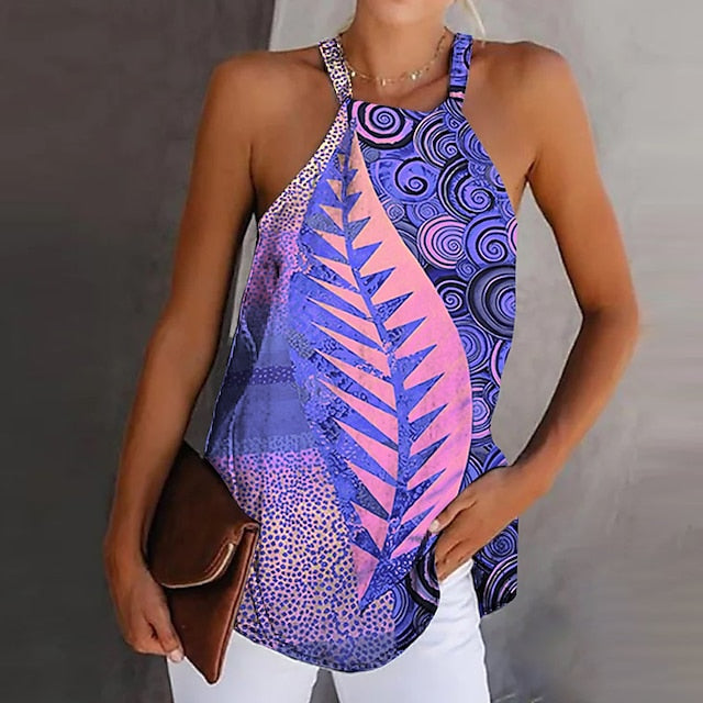 Women's Camisole Tank Top Boho Red Leaf Print Graphic