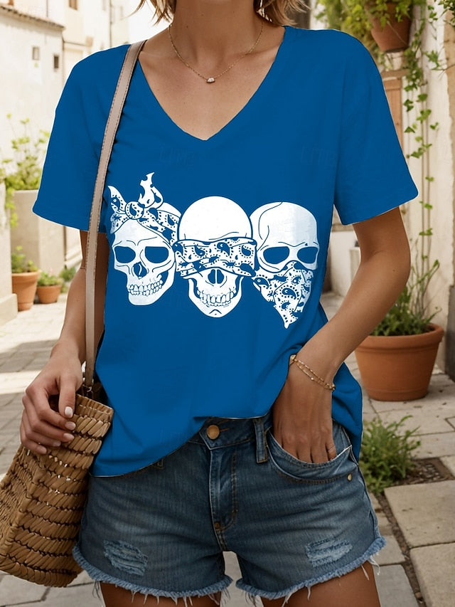 Women's T Shirt Skulls Graphic Cat Vintage Stylish Classic