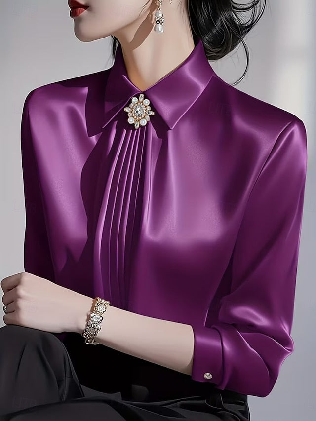 Women's Shirt Blouse Ruched Plain Stylish Basic Classic