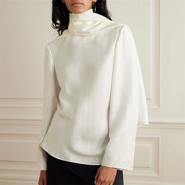 Women's Blouse Dressy Tops Ruched Patchwork Draped Solid
