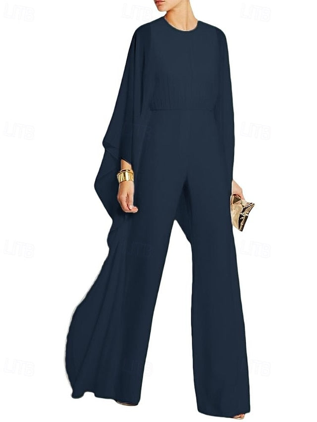 Jumpsuit Elegant Mother Simple Cape Dress of Bride the