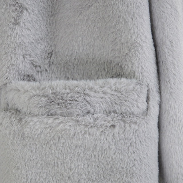 Women's Warm Pocket Fur Coat Comfortable Casual Faux