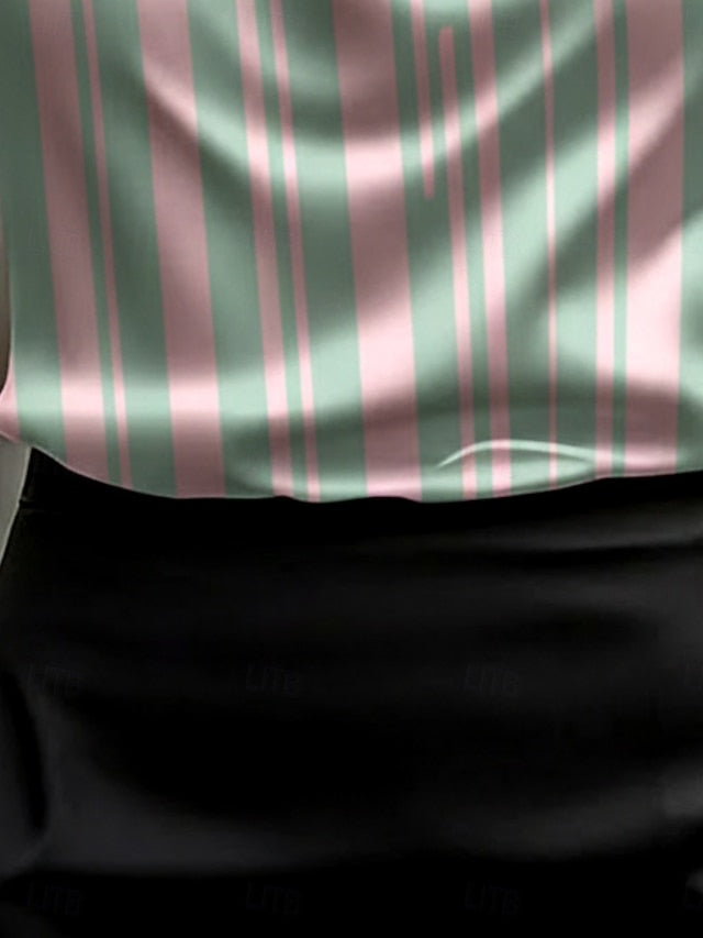 Women's Shirt Print Draped Striped Elegant Stylish Casual