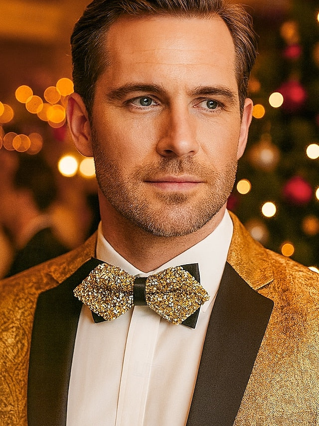 Sequins Bow Polyester Christmas Tie – Sparkling Men's