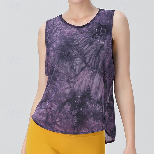 Women's Tie Dye Tank Top Workout Tops Loose Fit Elastic