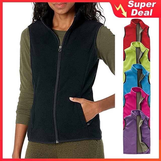 Women's Fishing Vest Winter Coat Hiking Fleece Vest Spring