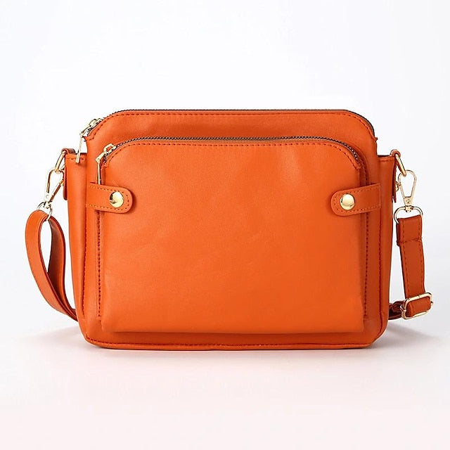 Schultertasche aus Leder für Damen im Vintage-Stil mit drei Lagen