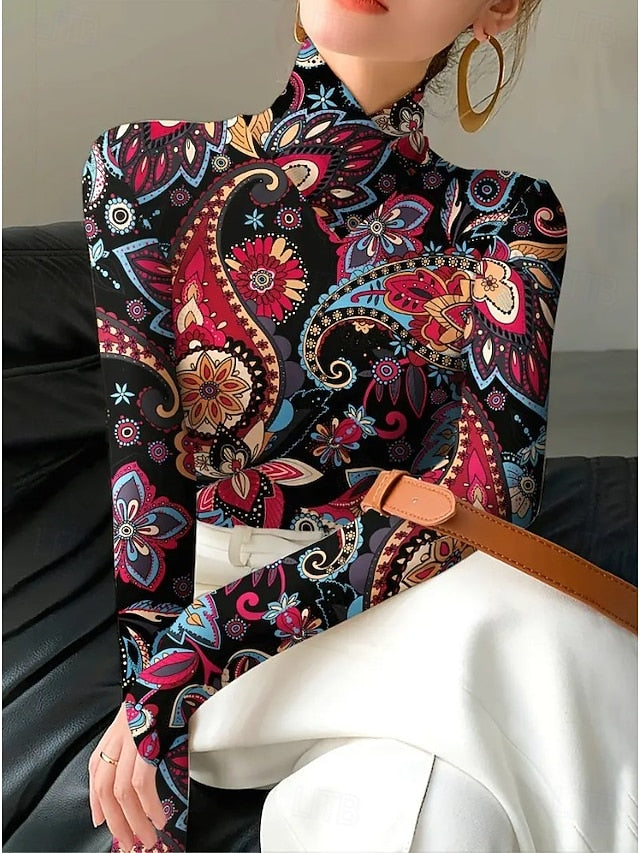 Women's Tunic Floral Elegant Bohemia Vintage Long Sleeve