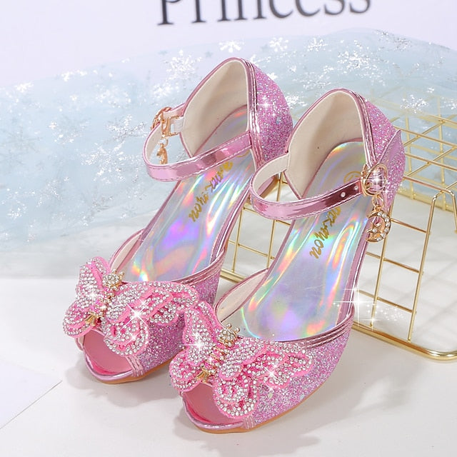 Girls' Princess Sparkly Shoes Bowknot Glitter Silver –