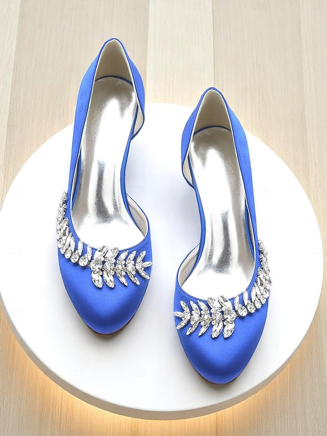 Heels Toe Satin Kitten - Heel Silver Low Women's Round