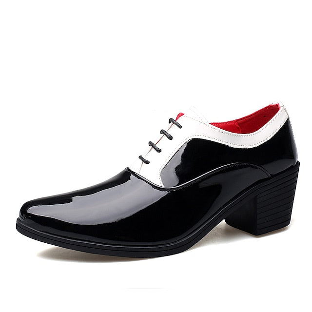 White Leather and – Faux Shoes Patent Men's Oxford Red
