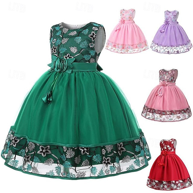 Party Dress Girl 3D Sleeveless Flower Girls'