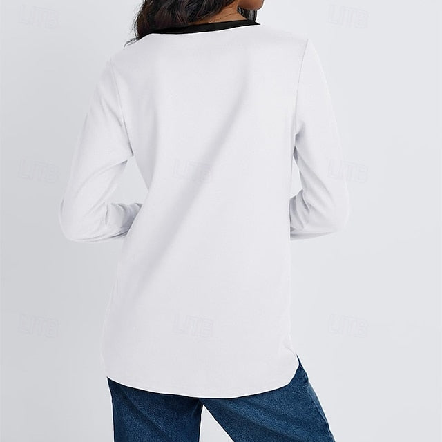 Women's T Shirt Tee Top Patchwork Color Block Elegant