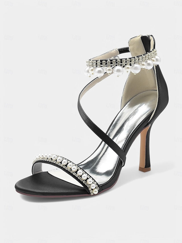 Heels – Party Chic Pointed-Toe Pink Ankle Strap Satin