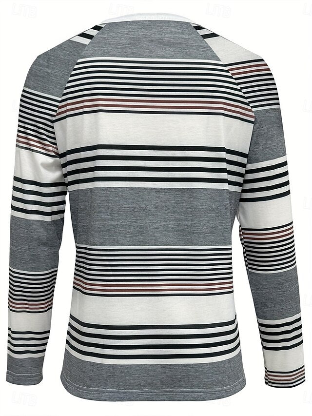 Women's Tunic T Shirt Buttons Print Graphic Geometric