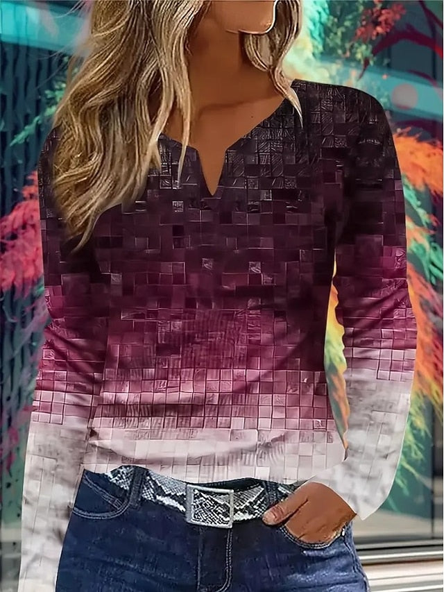 Women's T Shirt Print Graphic Gradient Abstract Vintage