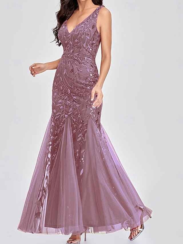 of Party Floor Elegant Mother Bride the Neck V Dress