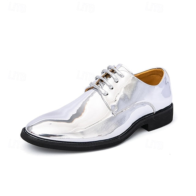 Patent Men Lace-Up – Sleek Shoes Shiny for Gold Leather