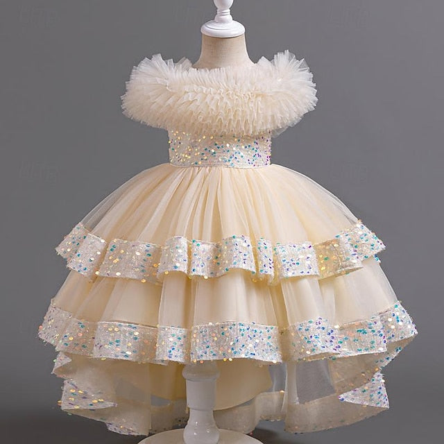 Kids Girls' Sleeveless Flower Party Sequin Girl Dress