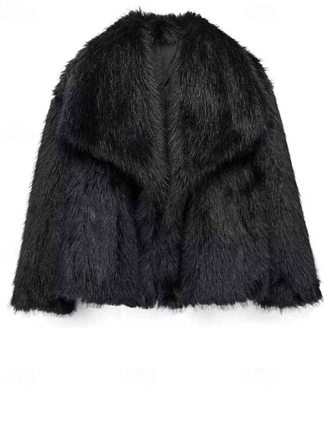 Warm Comfortable Furs Faux Buttons Fur Coat Women's