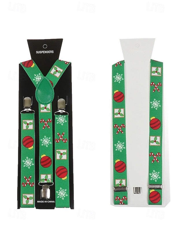Suspenders Men's Christmas with Snowman