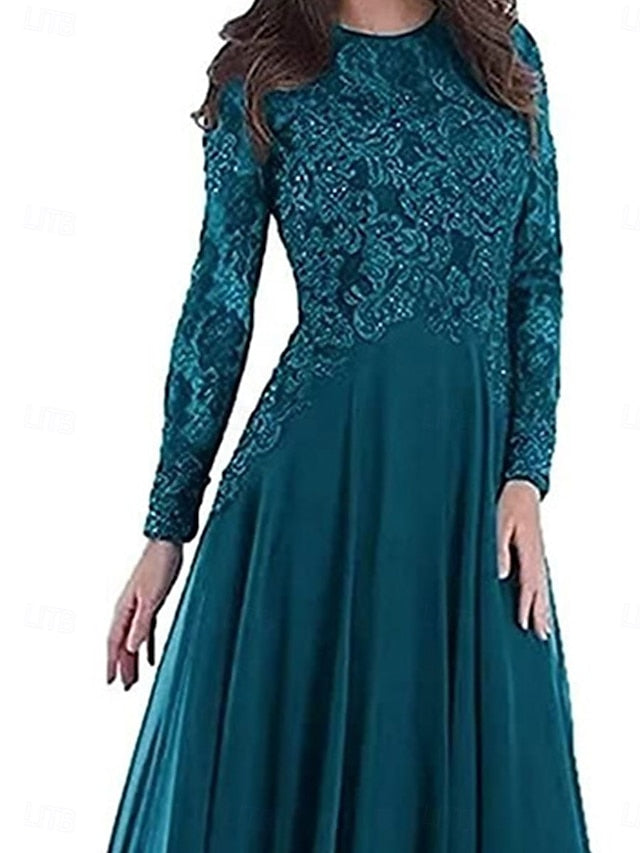 Elegant the Mother Party Floor Crew of Bride Neck Dress A-Line