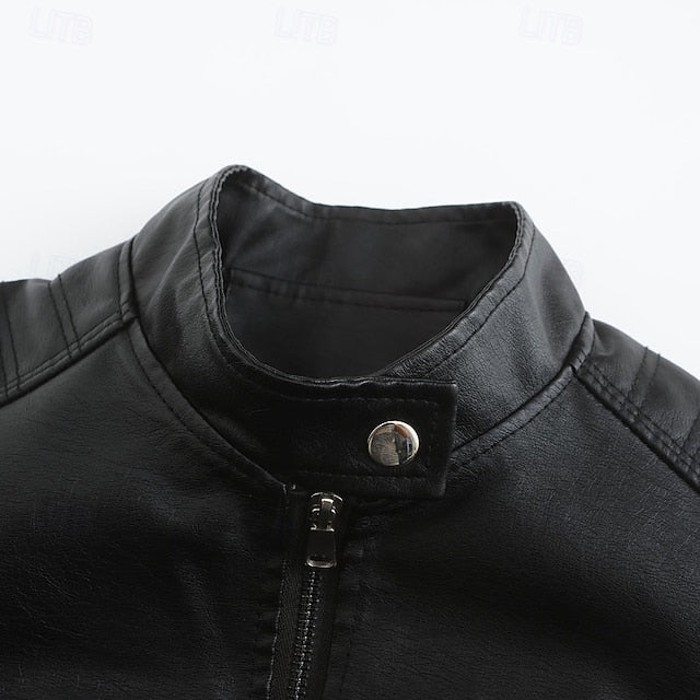 Women's Pocket Faux Jacket Comfortable Zipper Leather