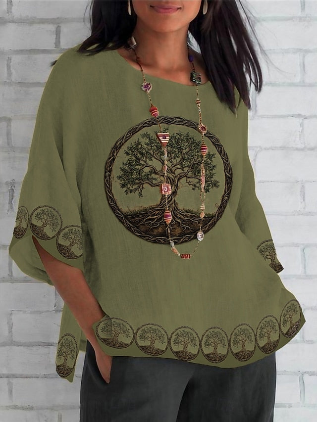 Women's Shirt Print Floral Daily Casual 3/4 Length Sleeve
