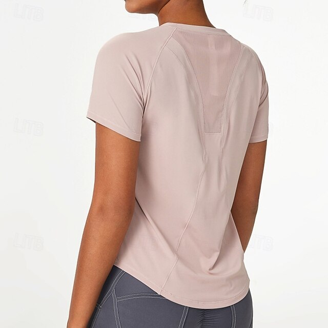 Women's Gym Shirt Running Shirt Mesh Short Sleeve Top