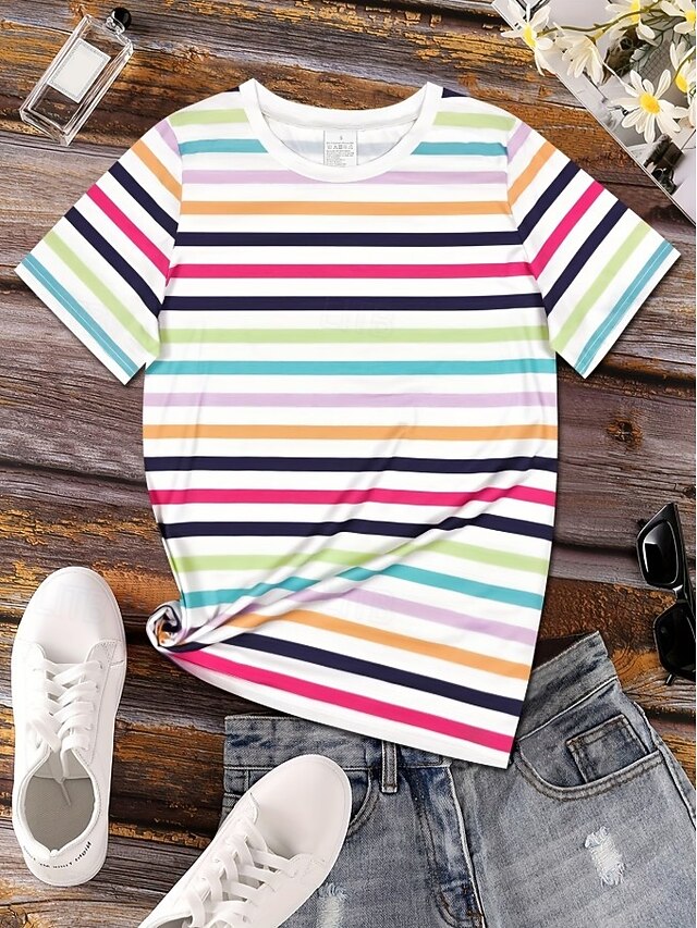 Valentine's Day Women's T Shirt Print Striped Stylish