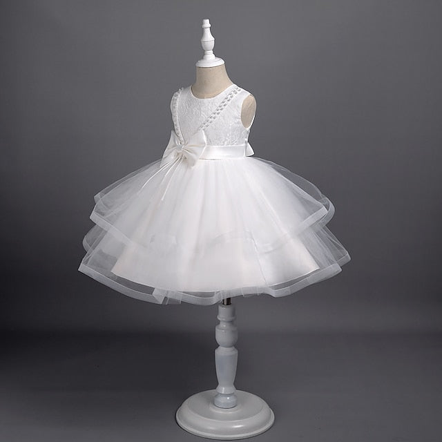 Dress Sleeveless Girls' Solid Color Party Toddler