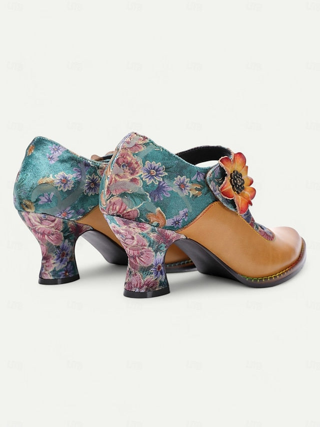 Heels Mary 1930s – Jane Floral Leather Vintage Women's