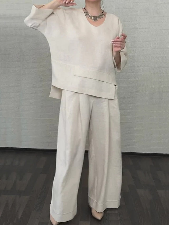 Women's Pants Sets Bolero Top 3/4 Length Sleeve V Neck