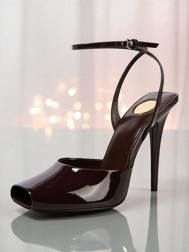 Green Peep Toe High Patent - Women's Dark Heels Leather