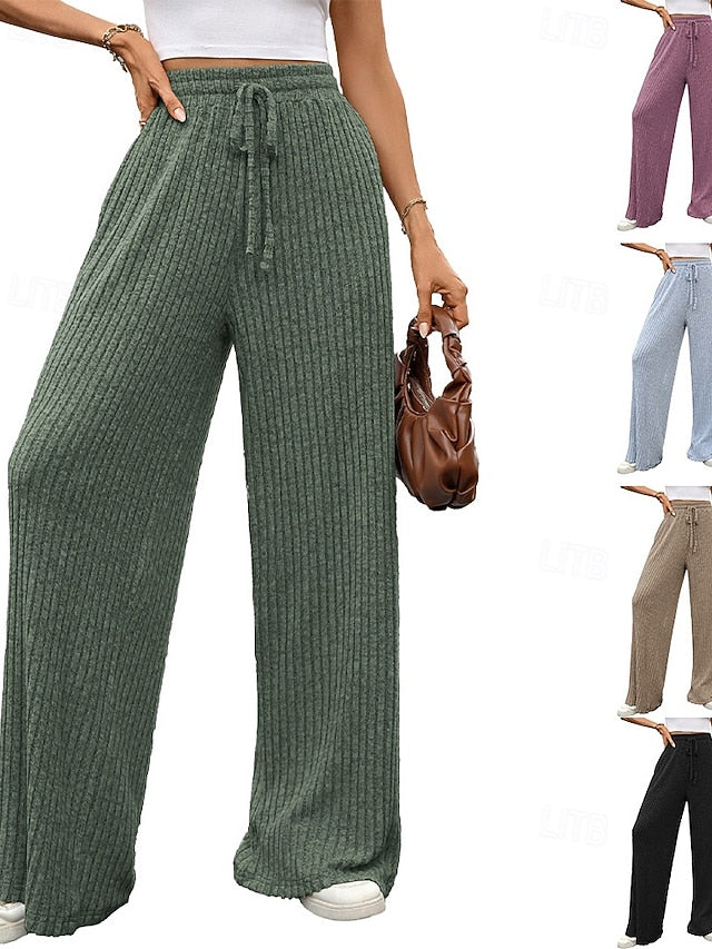 Women's Wide Leg Corduroy Pants Slacks Streetwear Casual