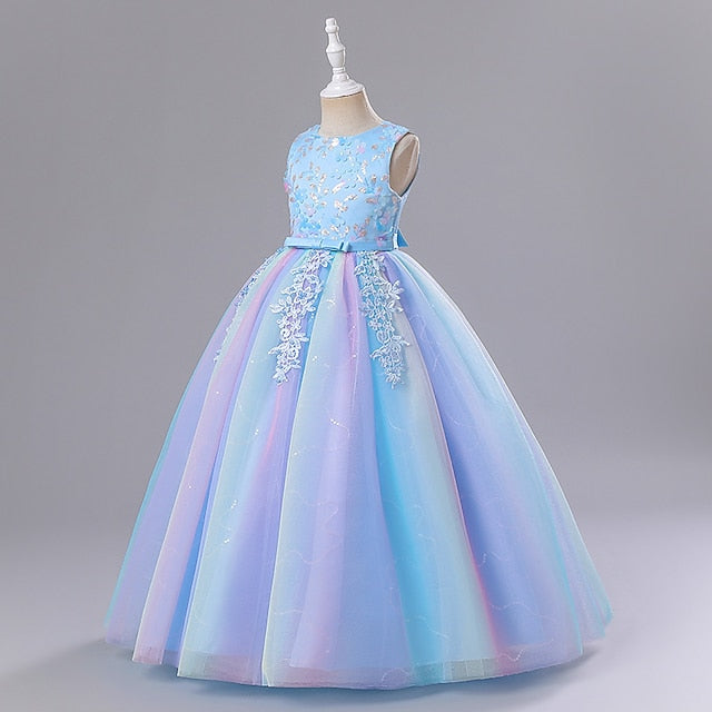 Party Dress Girl Flower Color Solid Girls' Kids