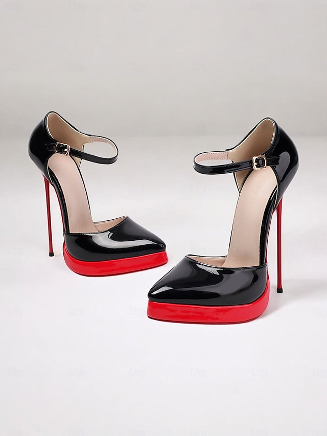 Stiletto and Red Black Patent Platform Women's Leather