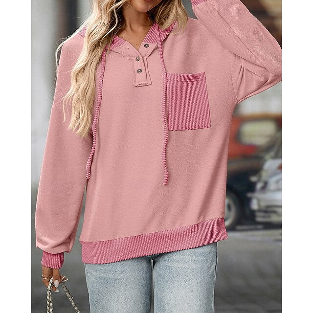 Women's Pullover Sweatshirt Casual Hoodies Drawstring with