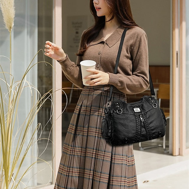 Boston Leather Handbag Shoulder Bag Women's Hobo PU