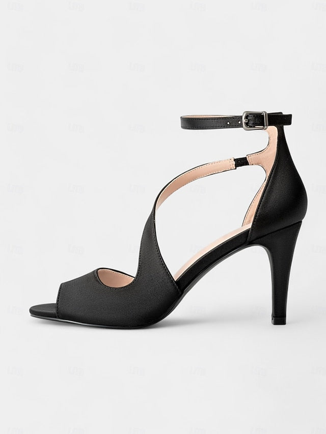 Peep-Toe - Satin Women Heels Nude Elegant Wedding for