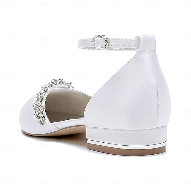 Pointed Toe Elegant Flats Wedding Women's – Satin White