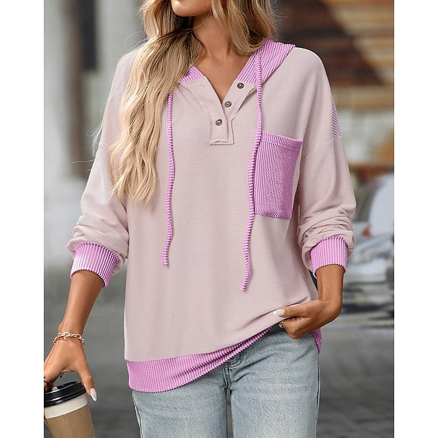 Women's Pullover Sweatshirt Casual Hoodies Drawstring with