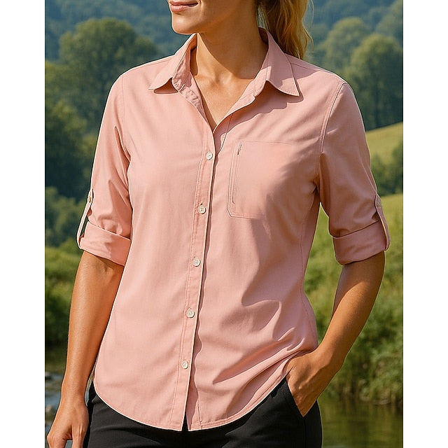 Women's Casual Shirt Hiking top Long Sleeve Turndown Top