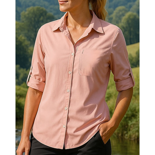 Women's Casual Shirt Hiking top Long Sleeve Turndown Top
