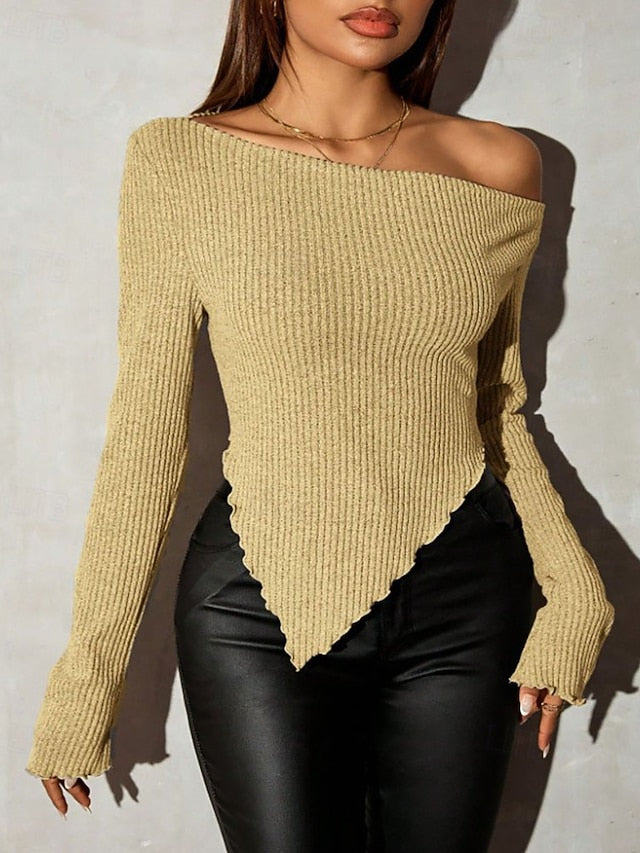 Women's Sweater Pullover Streetwear Sexy Casual Solid Color
