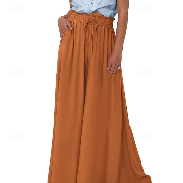 Women's Culottes Wide Leg Slacks Pants Trousers Streetwear